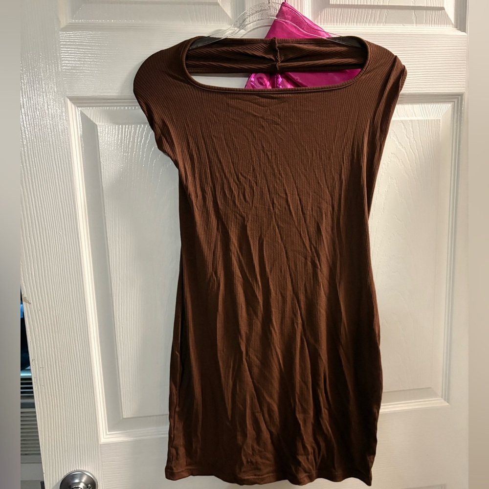Brown SHEIN Stretchy Halter Dress